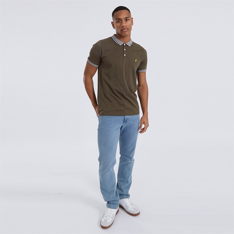 Brave Soul Mens Story Polo Shirt Khaki - Image 4