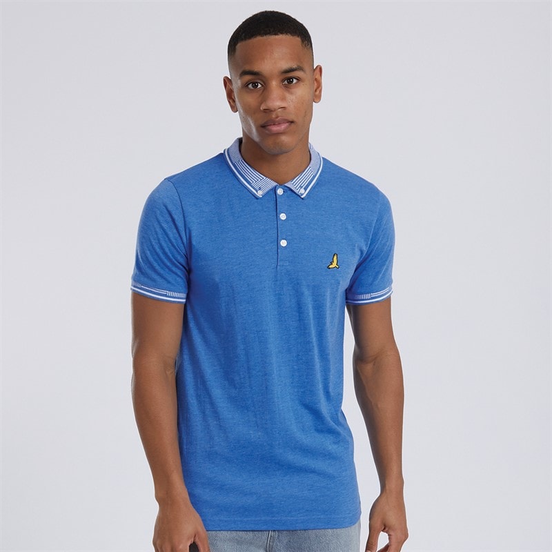 Brave Soul Mens Story Polo Shirt Sky Blue Marl - Image 1