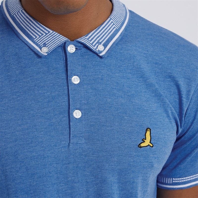 Brave Soul Mens Story Polo Shirt Sky Blue Marl - Image 3