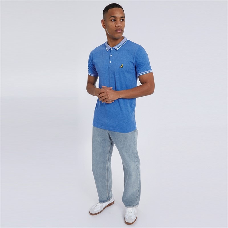 Brave Soul Mens Story Polo Shirt Sky Blue Marl - Image 4