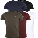 Brave Soul Mens Russel Five Pack T-Shirts Black/White/Navy/Khaki/Burgundy