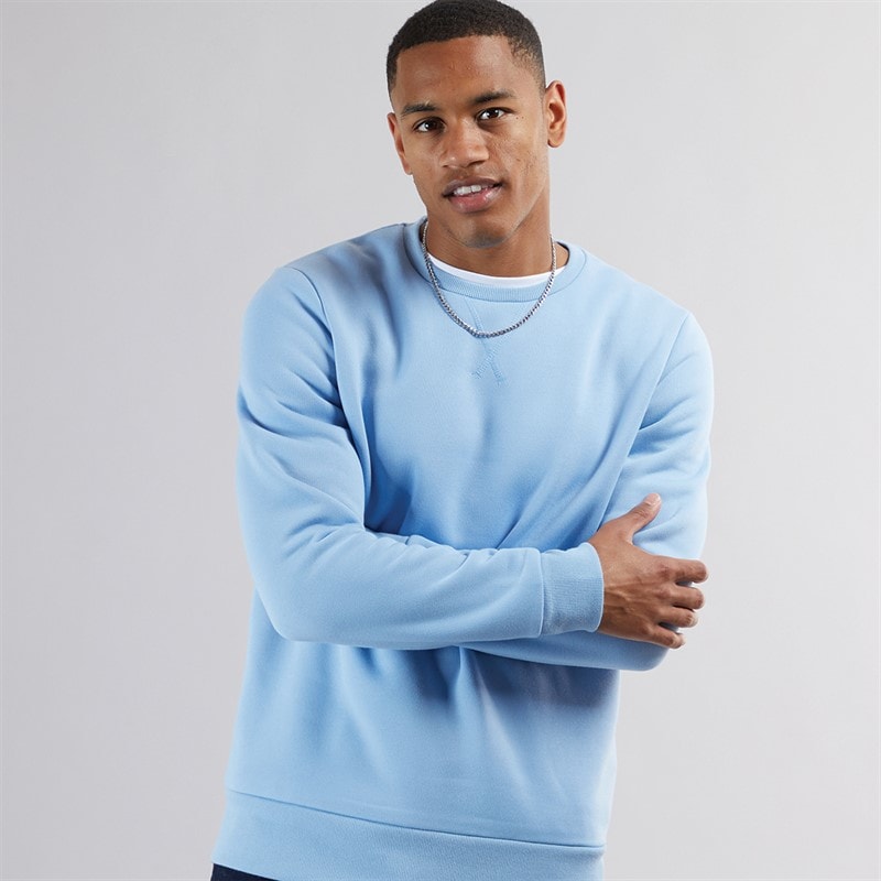 Brave Soul Mens Retina Crew Neck Sweatshirt Arctic Blue
