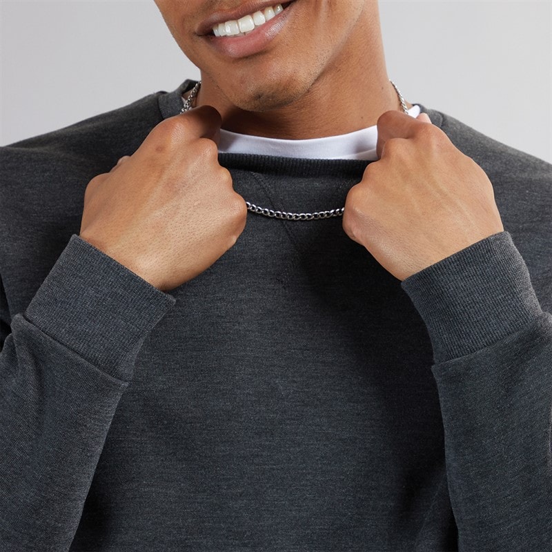 Brave Soul Mens Retina Crew Neck Sweatshirt Dark Charcoal Marl - Image 3