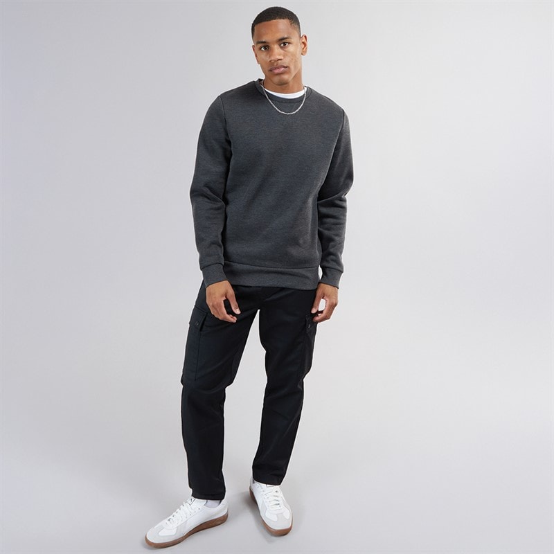 Brave Soul Mens Retina Crew Neck Sweatshirt Dark Charcoal Marl - Image 4