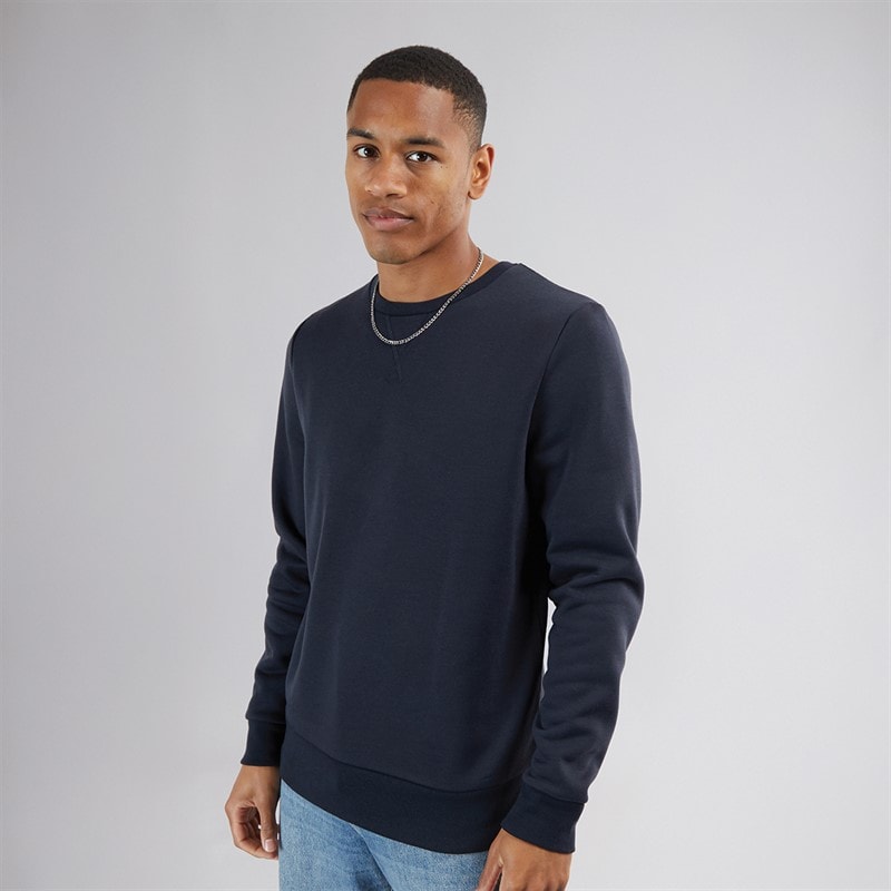 Brave Soul Mens Retina Crew Neck Sweatshirt Navy - Image 1