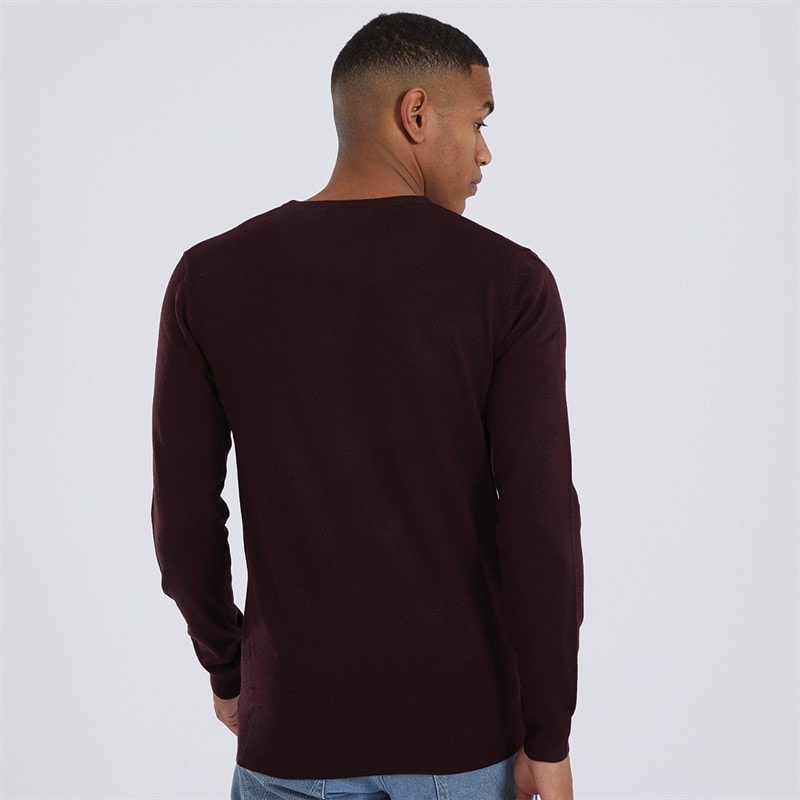Brave Soul Mens Theory Crew Neck Jumper Oxblood - Image 2
