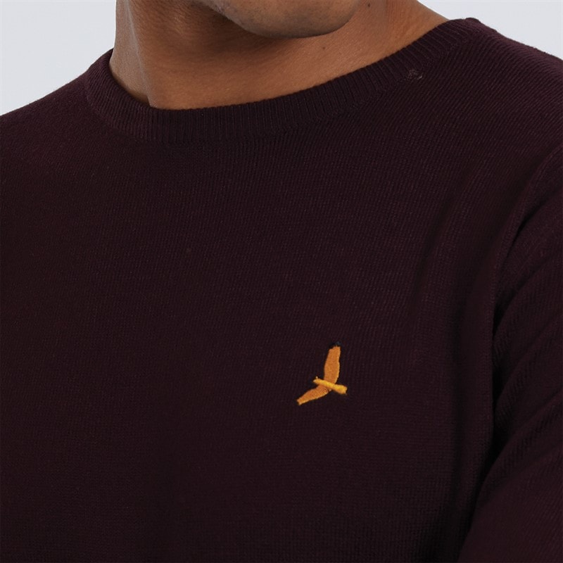 Brave Soul Mens Theory Crew Neck Jumper Oxblood - Image 3