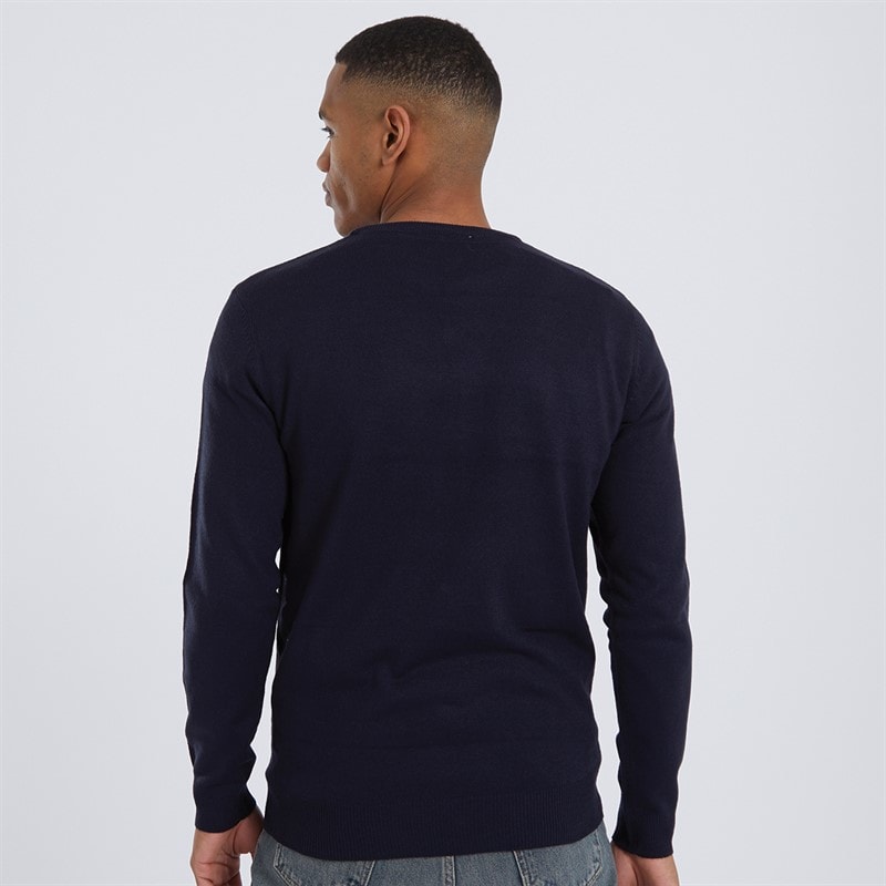 Brave Soul Mens Theory Crew Neck Jumper Navy - Image 2