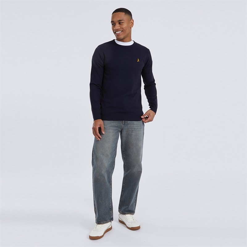 Brave Soul Mens Theory Crew Neck Jumper Navy - Image 4