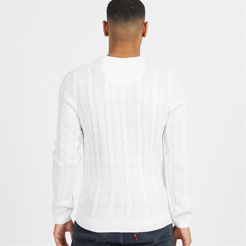 Brave Soul Mens Alliance Crew Neck Jumper Vintage White - Image 2
