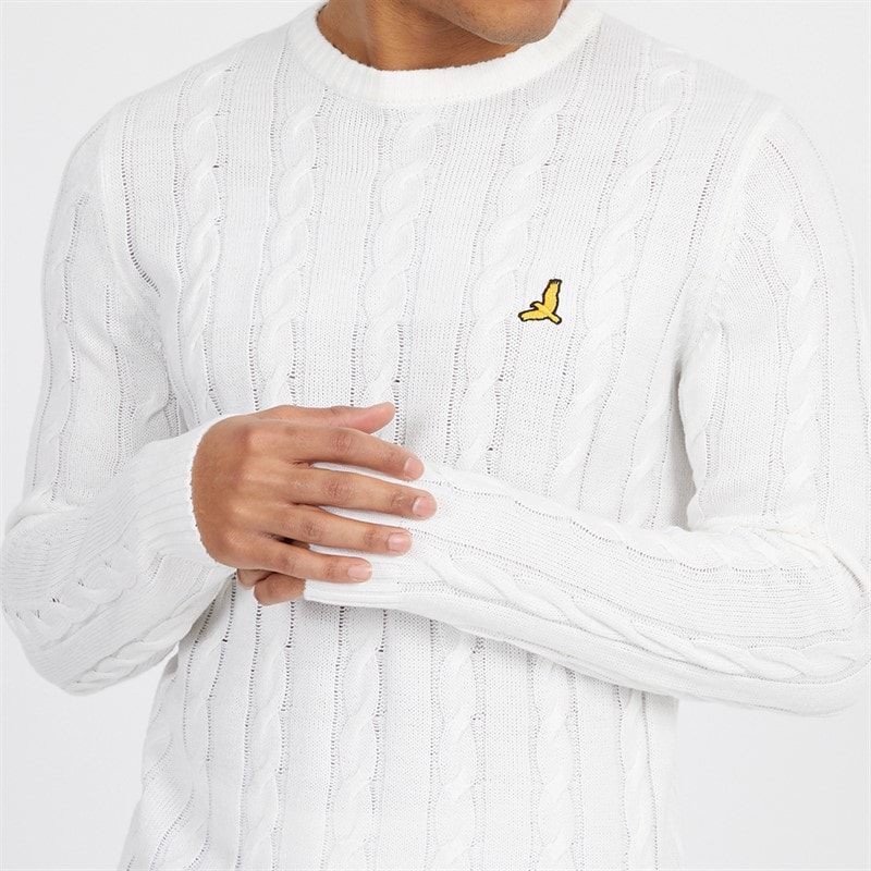 Brave Soul Mens Alliance Crew Neck Jumper Vintage White - Image 3