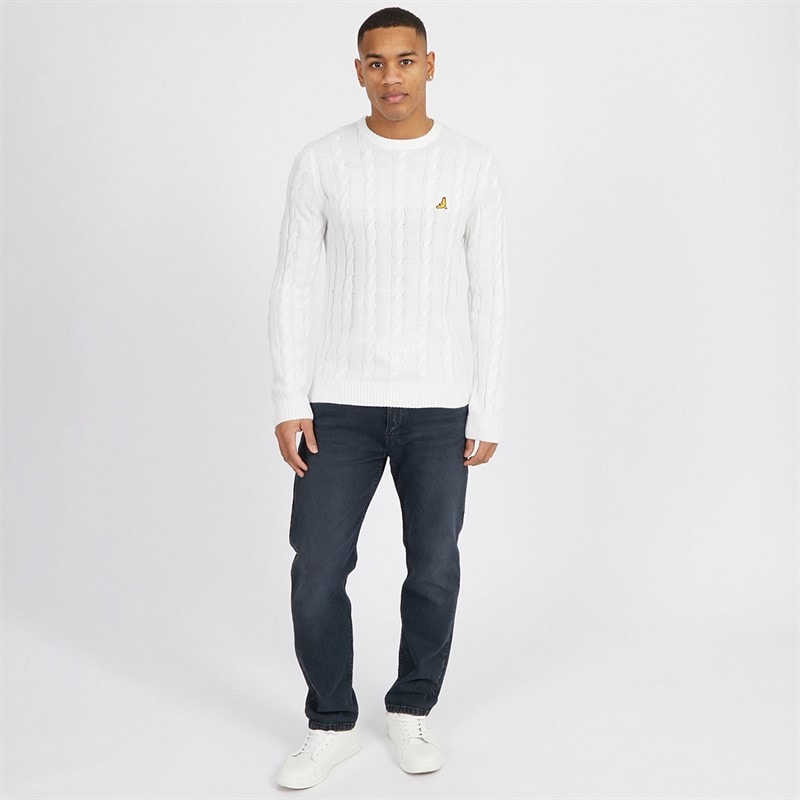Brave Soul Mens Alliance Crew Neck Jumper Vintage White - Image 4