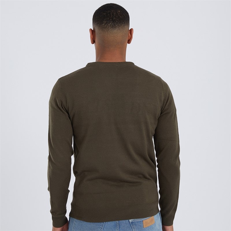 Brave Soul Mens Theory Crew Neck Jumper Khaki - Image 2