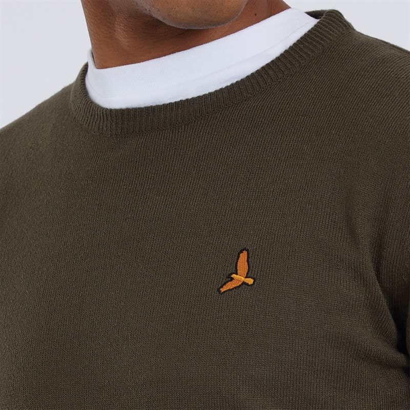 Brave Soul Mens Theory Crew Neck Jumper Khaki - Image 3