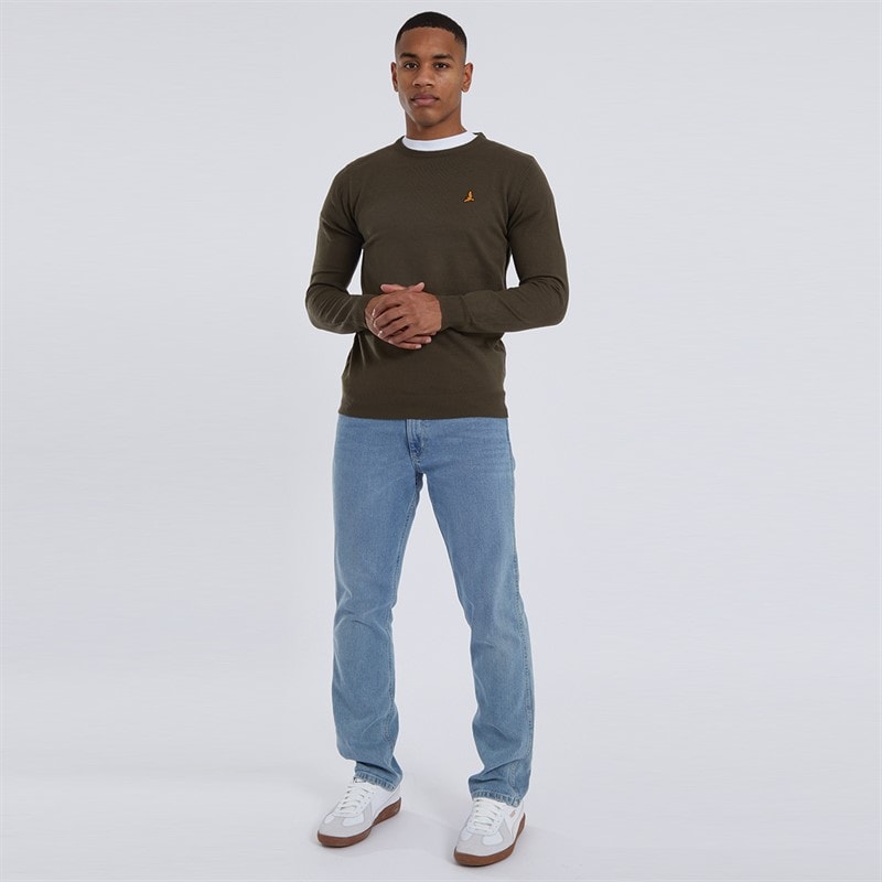 Brave Soul Mens Theory Crew Neck Jumper Khaki - Image 4