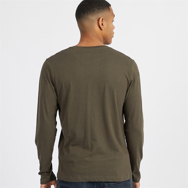 Brave Soul Mens Supreme Crew Neck Long Sleeve T-Shirt Khaki - Image 2