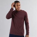 Brave Soul Mens Supreme Crew Neck Long Sleeve T-Shirt Burgundy