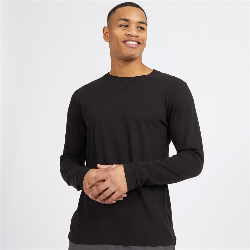 Brave Soul Mens Supreme Crew Neck Long Sleeve T-Shirt Black