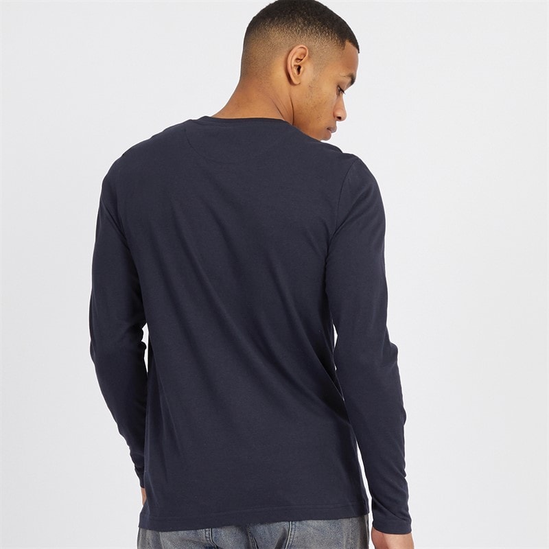 Brave Soul Mens Supreme Crew Neck Long Sleeve T-Shirt Navy - Image 2