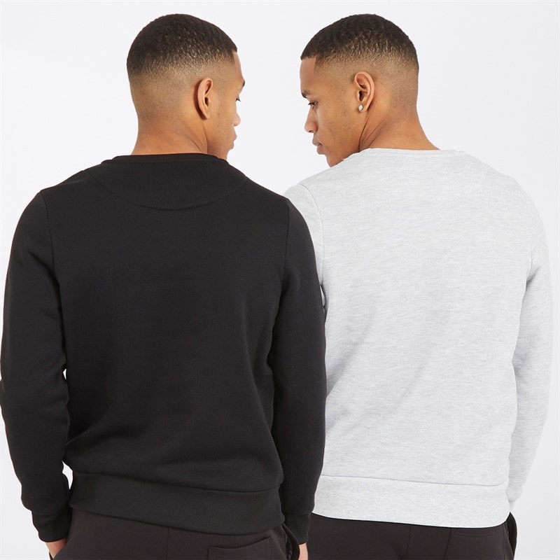Brave Soul Mens Winston Two Pack Sweatshirts Black/Grey - Image 2