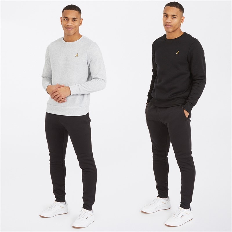 Brave Soul Mens Winston Two Pack Sweatshirts Black/Grey - Image 3