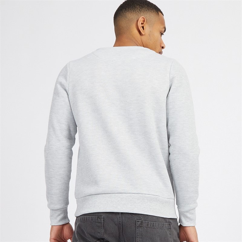 Brave Soul Mens Medieval Crew Neck Sweatshirt Light Grey Marl/White - Image 2
