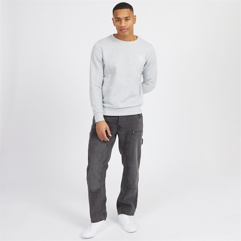 Brave Soul Mens Medieval Crew Neck Sweatshirt Light Grey Marl/White - Image 3