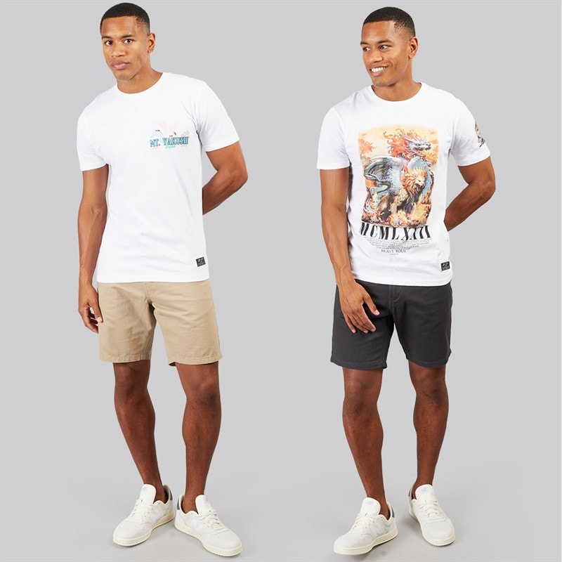 Brave Soul Mens Hansen Two Pack Chino Shorts Dark Navy/Stone - Image 4