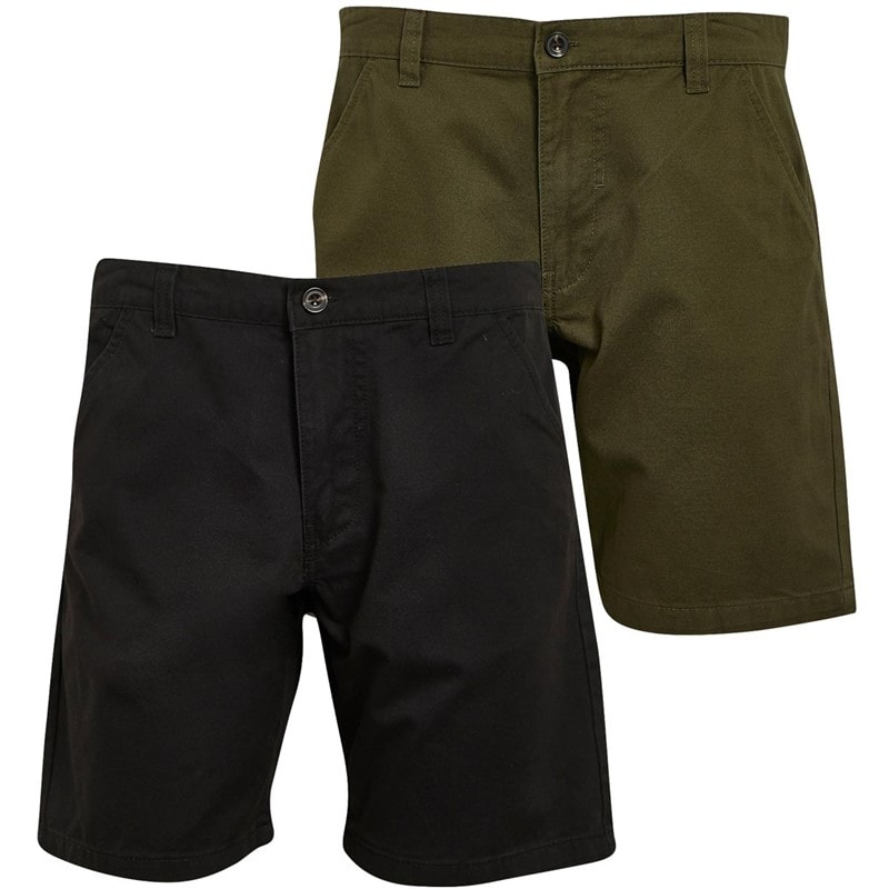 Brave Soul Mens Hansen Two Pack Chino Shorts Black/Khaki - Image 3