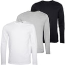 Brave Soul Mens Trial Three Pack Long Sleeve Tops Black/White/Light Grey Marl
