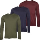 Brave Soul Mens Trial Three Pack Long Sleeve Tops Navy/Khaki/Burgundy