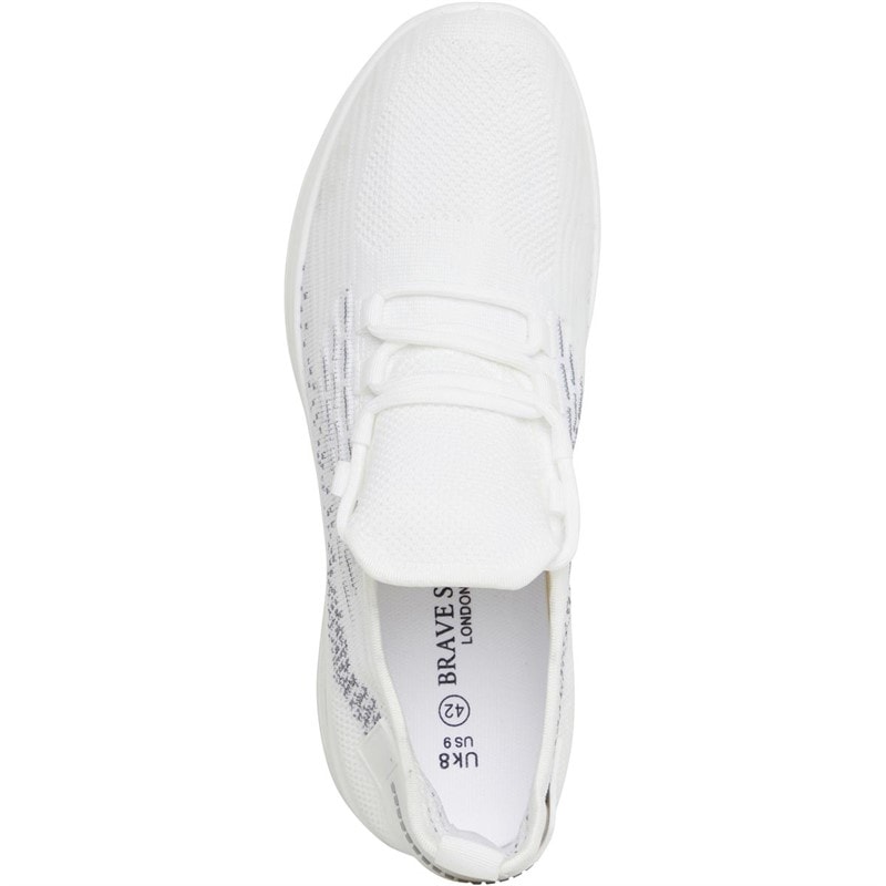 Brave Soul Mens Lakeside Bubble Trainers White Mono - Image 4