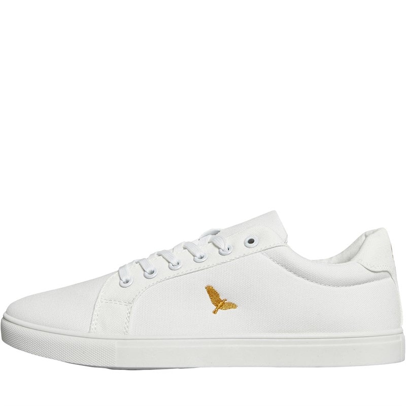Brave Soul Mens Kite Eagle Canvas Pumps White Mono - Image 1