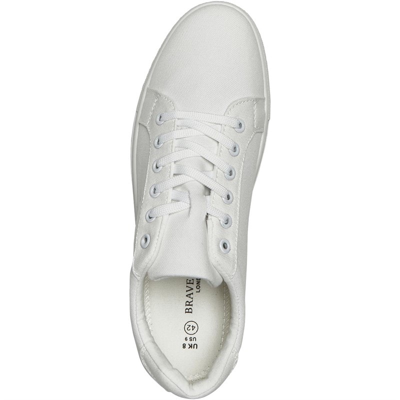 Brave Soul Mens Kite Eagle Canvas Pumps White Mono - Image 4