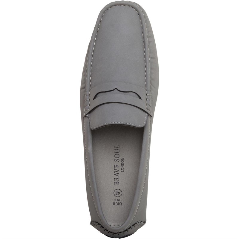 Brave Soul Mens Web Loafers Grey - Image 4