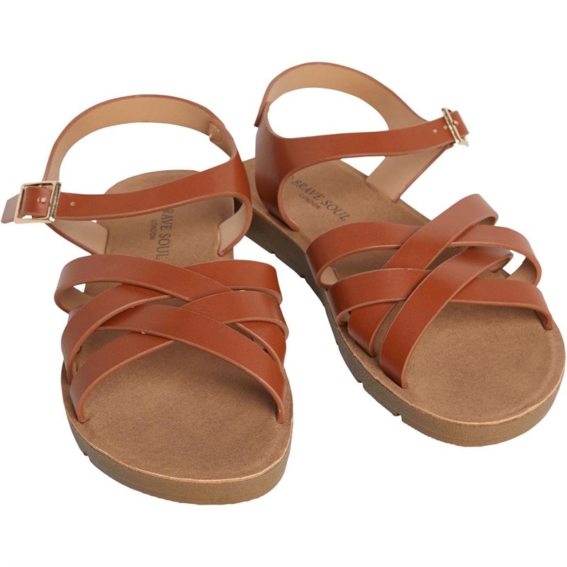 Brave Soul Womens Aria Ankle Strap Sandals Tan - Image 2