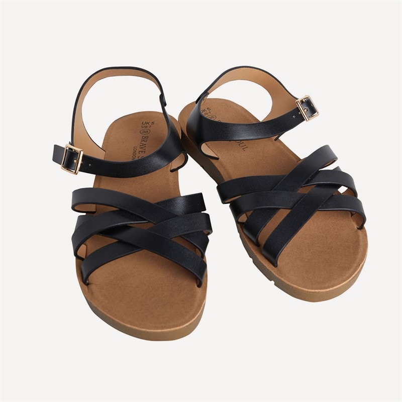 Brave Soul Womens Aria Ankle Strap Sandals Black - Image 5