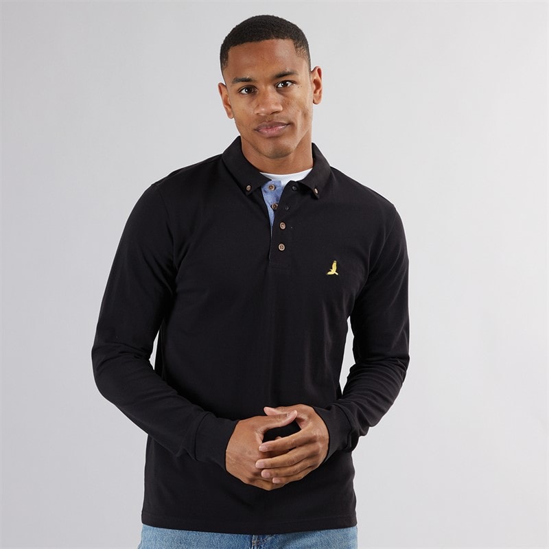 Brave Soul Mens Oregon Long Sleeve T-Shirt Jet Black