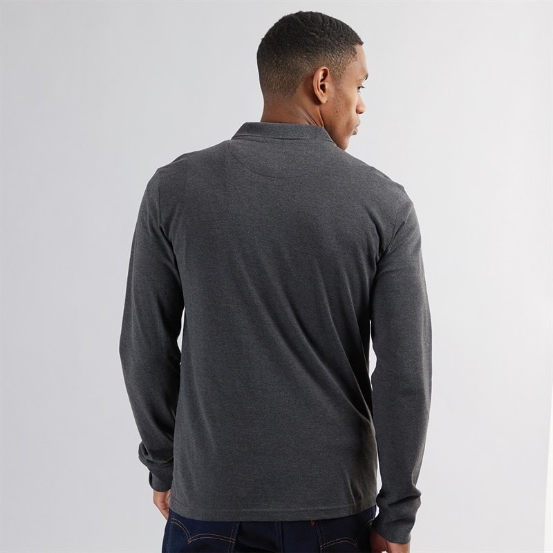 Brave Soul Mens Oregon Long Sleeve T-Shirt Dark Charcoal Marl - Image 2