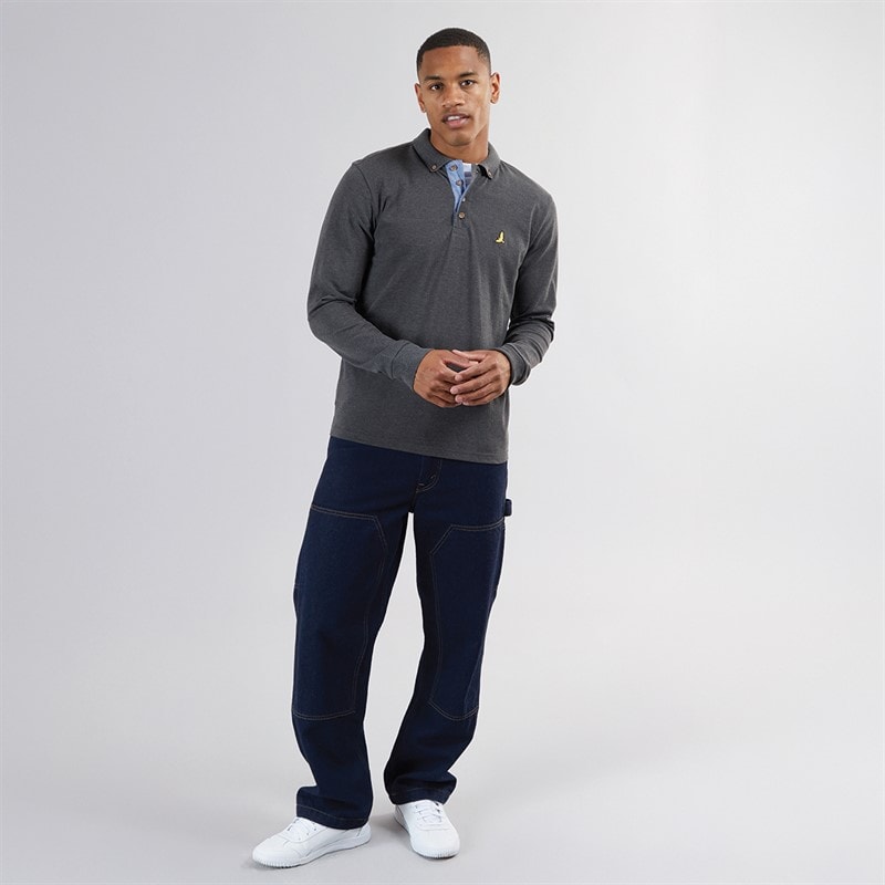 Brave Soul Mens Oregon Long Sleeve T-Shirt Dark Charcoal Marl - Image 4