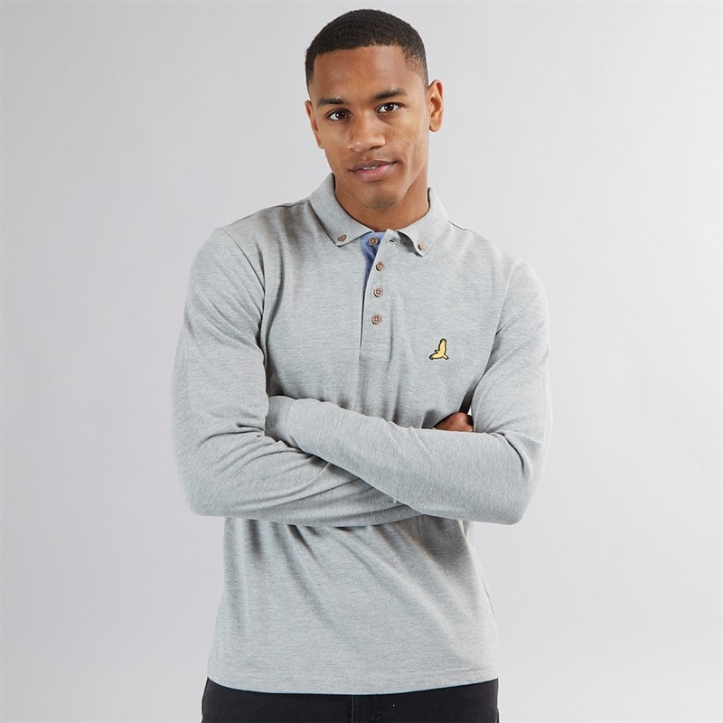 Brave Soul Mens Oregon Long Sleeve T-Shirt Light Grey Marl