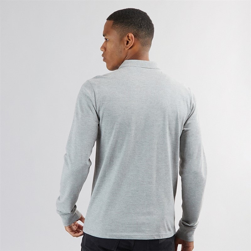Brave Soul Mens Oregon Long Sleeve T-Shirt Light Grey Marl - Image 2