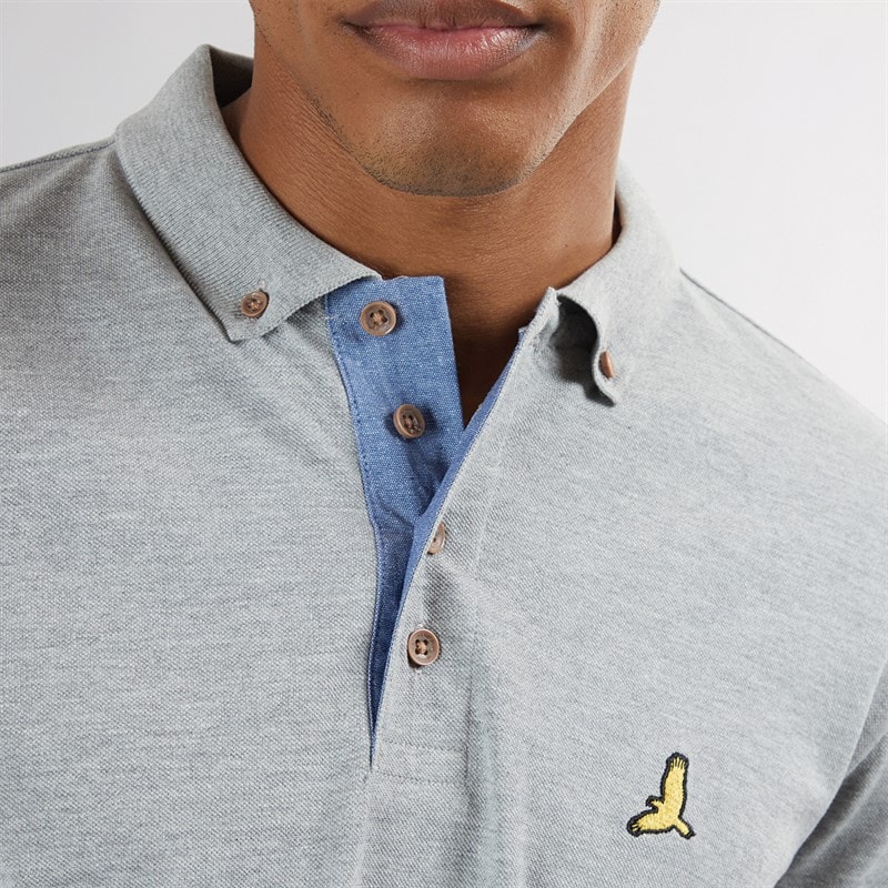 Brave Soul Mens Oregon Long Sleeve T-Shirt Light Grey Marl - Image 5