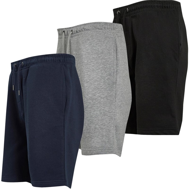 Brave Soul Mens Tarley Three Pack Jersey Shorts Black/Light Grey/Navy - Image 1
