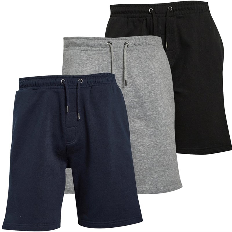 Brave Soul Mens Tarley Three Pack Jersey Shorts Black/Light Grey/Navy - Image 3
