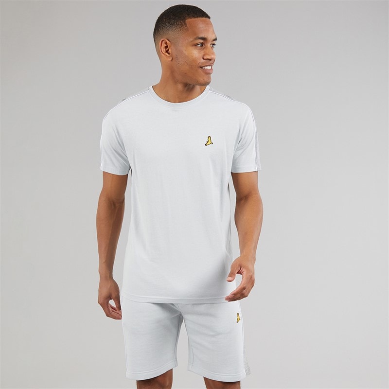 Brave Soul Mens Rowan T-Shirt And Shorts Set Baby Blue/Light Grey Marl