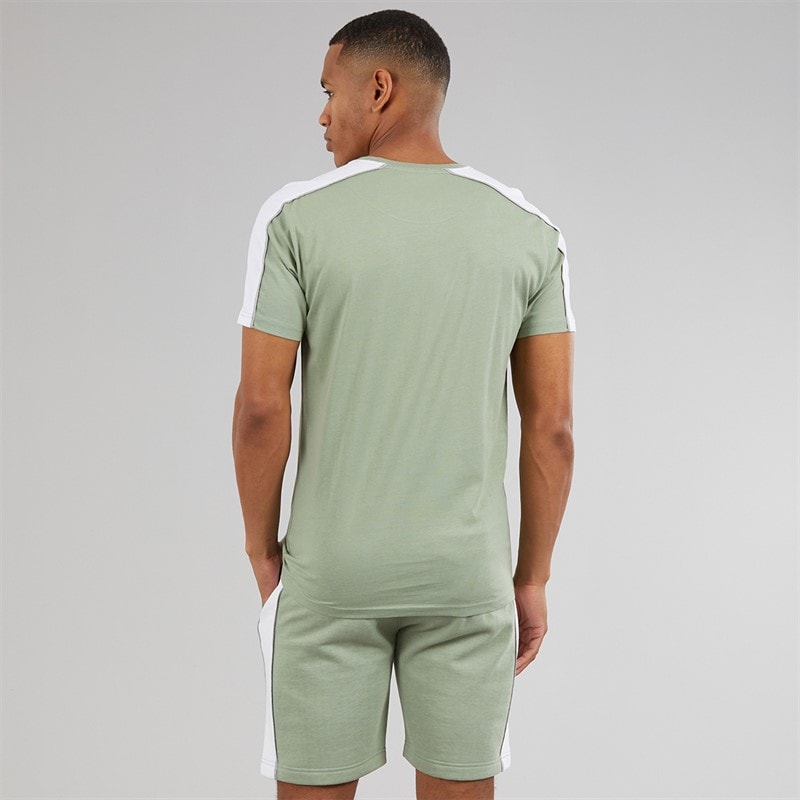 Brave Soul Mens Rowan T-Shirt And Shorts Set Mint Green/Optic White - Image 2