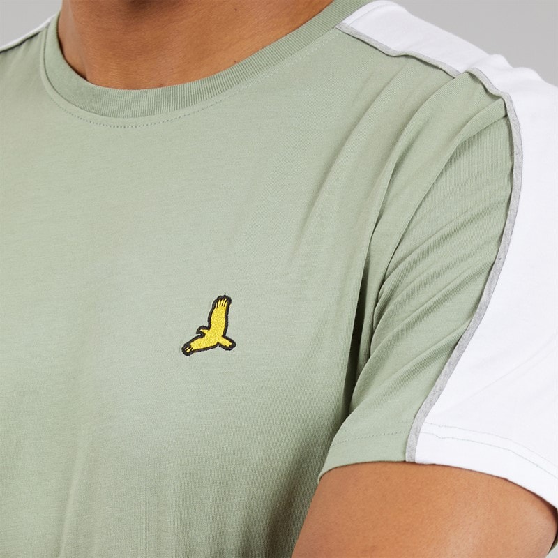Brave Soul Mens Rowan T-Shirt And Shorts Set Mint Green/Optic White - Image 3