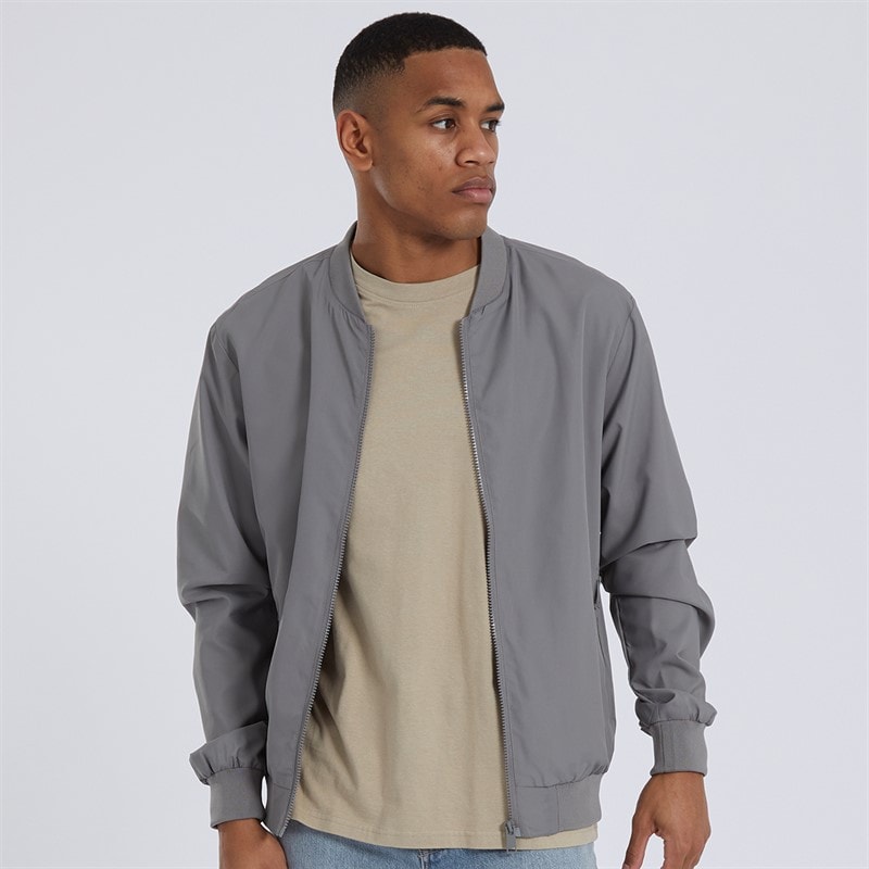 Brave Soul Mens Sanjay Bomber Jacket Light Grey