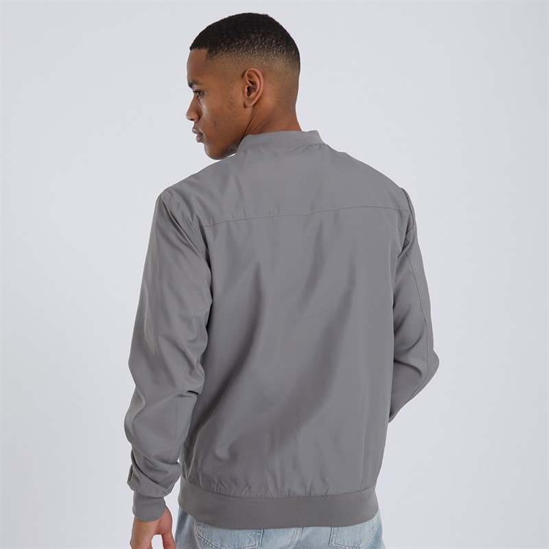 Brave Soul Mens Sanjay Bomber Jacket Light Grey - Image 2